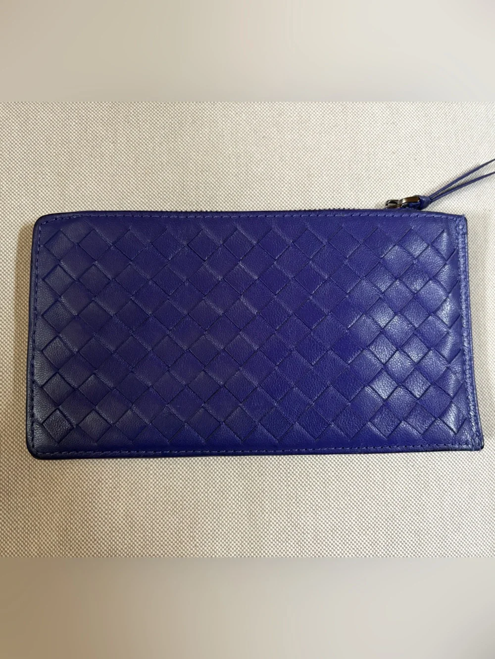 Beautiful Dark Purple Woven Leather Zip Wallet w/ many credit cards compartments